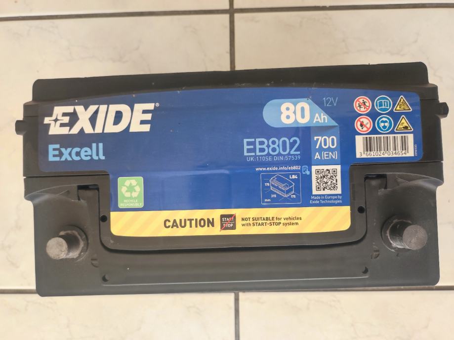 EXIDE Excell 80Ah EB802 Novi