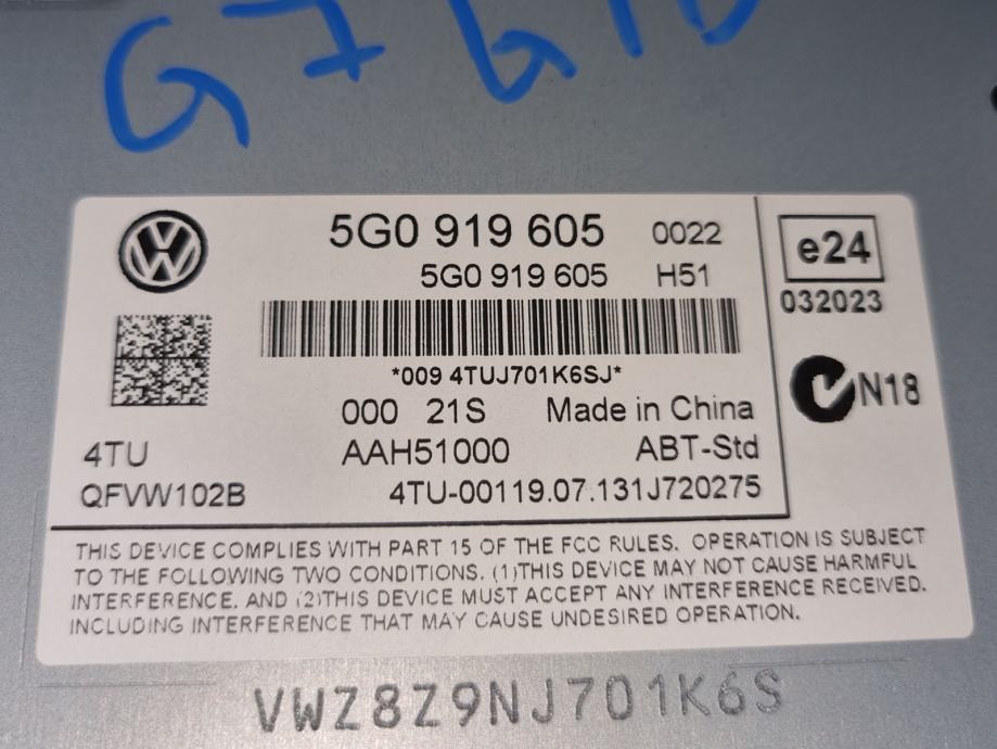 VW Golf 7 2014 Radio MMI Displej 5G0035819A 5G0919605