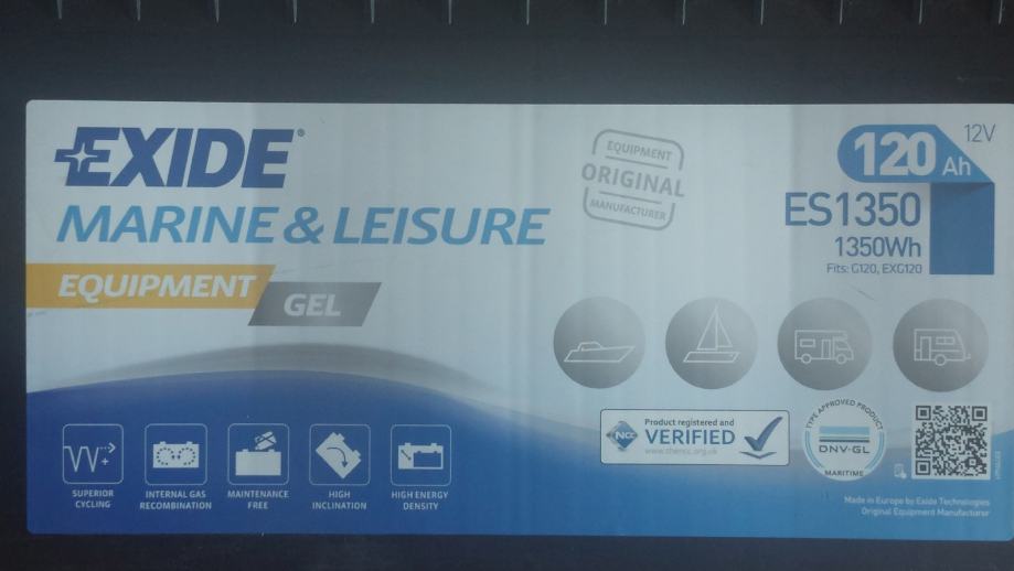 Vrhunaki EXIDE Solarni GEL Akumulator 120Ah Marine Leisure Equipment