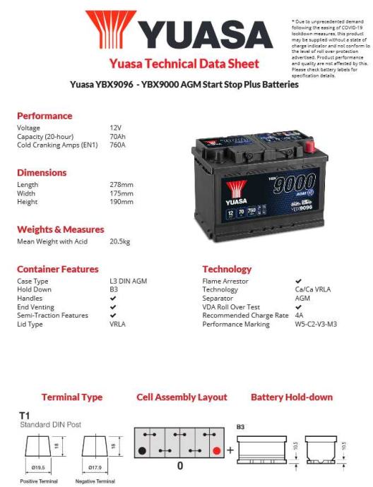 Yuasa Ybx V Ah A Agm Start Stop Plus Battery