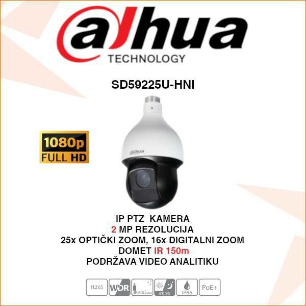 DAHUA 2MP IP 25x STARLIGHT IR PTZ KAMERA ZA VIDEONADZOR SD59225U HNI