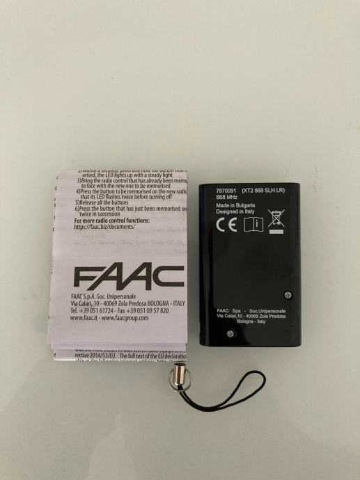 Daljinski upravljač FAAC SLH LR XT2 na 868 MHz