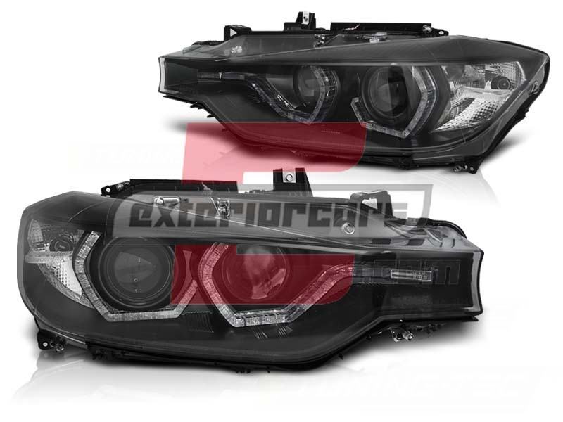 BMW 3er F30 F31 11 15 Prednja Svjetla Angel Eyes LED DRL Xenon Crna