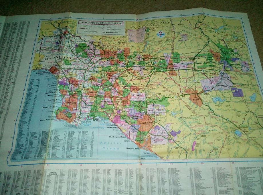 Los Angeles City Map And Area Freeway System 1990 Godina