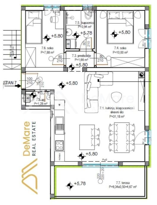 ZADAR BOKANJAC NOVOGRADNJA Dvosoban Stan 68 M2 Terasa 2 Parkinga