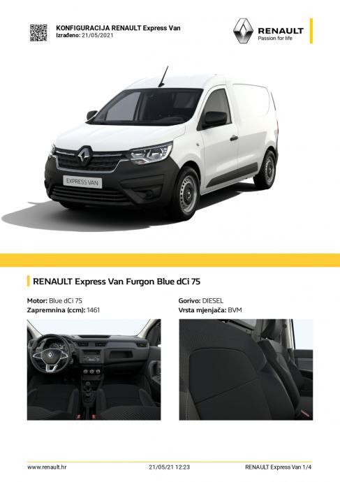 Renault Express Van Furgon DCi 75 NOVO ISPORUKA ODMAH 2021 God