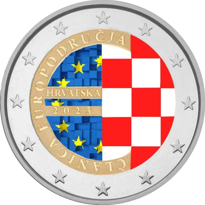 Hrvatska Kovanica Eura U Boji Unc