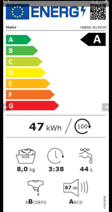 HAIER HW80 B14939 S Perilica Rublja