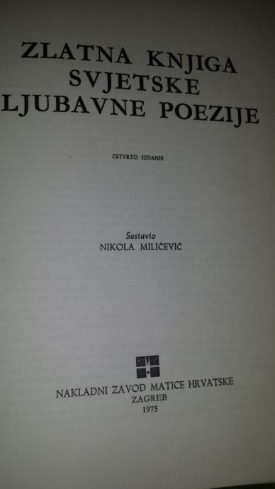 Zlatna Knjiga Svjetske Ljubavne Poezije Nikola Mili Evi