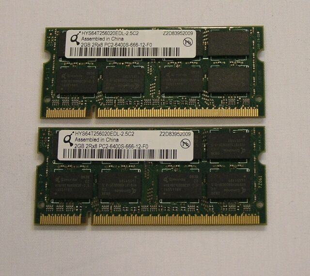 2x2GB 4GB QIMONDA HYS64T256020EDL 2 5C2 PC2 6400 800mhz DDR2 Sodimm