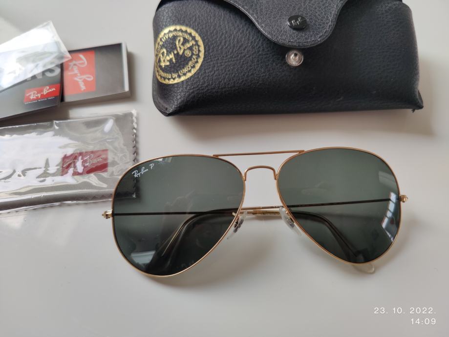 Ray Ban Aviator Large Metal Arista Crystal Green Polarized