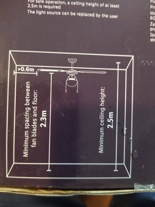 Ventilator Stropni S Led Svjetlom Za S Ugradnjom Fiksno