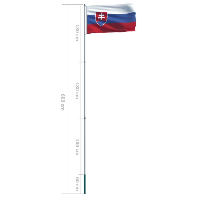 Slovačka zastava s aluminijskim stupom 6 m NOVO