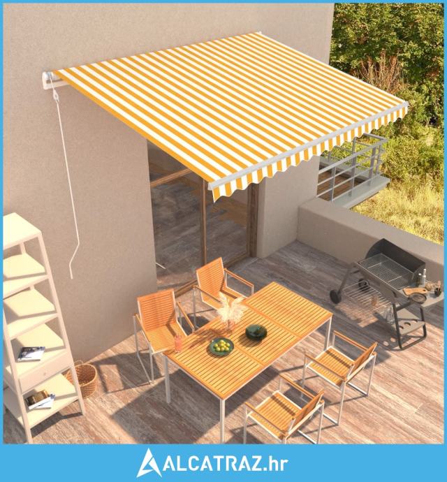 Tenda na automatsko uvlačenje 400 x 300 cm žuto bijela NOVO