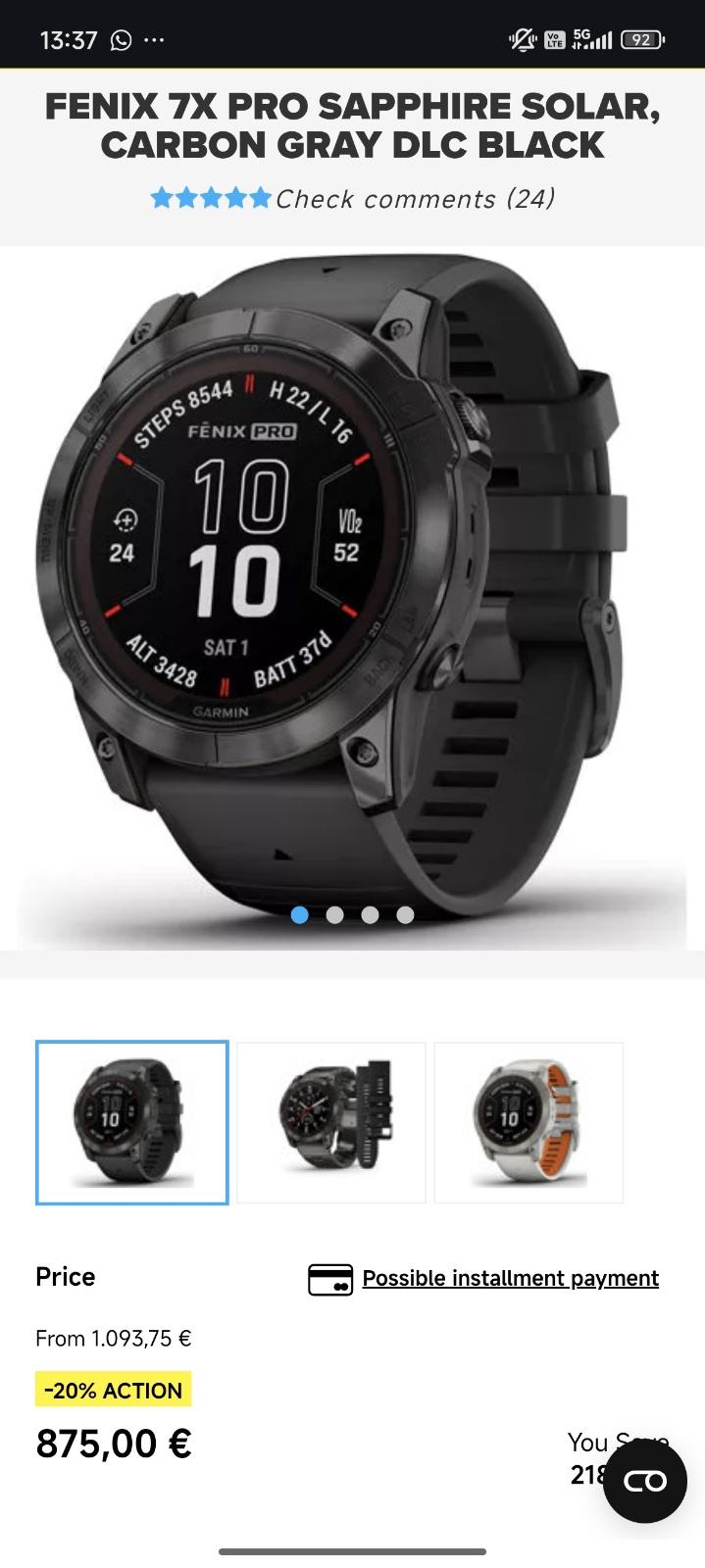 Garmin Fenix X Pro Sapphire Solar