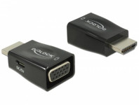 Adapter DELOCK, HDMI (M) na VGA (Ž), micro USB, crni