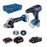 BOSCH aku set - aku kutna brusilica GWS 180-LI + GSR 18V-50 2xAku 18V