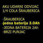 aku udarni odvijač Brushless 1/4 cola sa 2 baterije