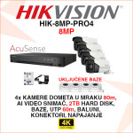 HIKVISION 4K SET SA 4 KAMERE, BAZAMA I SVOM OPREMOM HIK-8MP-PRO4