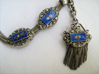 Antique French silver Albertina enamel watch chain - Lanac za sat  02