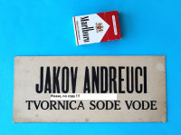 JAKOV ANDREUCI - TVORNICA SODE VODE Dubrovnik, stara kartonska reklama