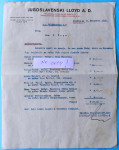 JUGOSLAVENSKI LLOYD brodski dokument iz 1929. g.* Brod S/S Aleksandar