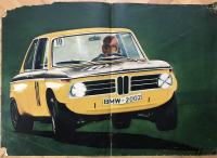 poster A3 iz auto časopisa = ilustracija trkaćeg BMW 2002 Turbo