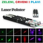 ZELENI, CRVENI ILI LJUBIČASTI LASER POINTER 5mW + ravna zelena crta