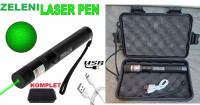 303 ZELENI LASER POINTER 5mW USB PUNJENJE s poleđine lasera