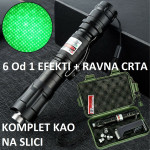 ZELENI LASER POINTER 5mW + razni nastavci s efektima + ravna crta