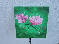 Magnolije, akril na canvas platnu, 20x20cm