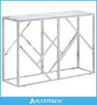 Konzolni stol srebrni nehrđajući čelik i kaljeno staklo - NOVO