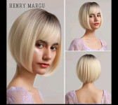 Perika nova blond ombre kratki bob sa šiškama prirodan izgled kose