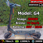 2000W KuKirin G4 Električni Romobil Skuter Motor Punjiva Baterija 60V