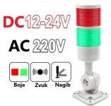 ZUJALICA BLJESKALICA ALARM BUZZER CRVENO ZELENI DC 12V-24V ILI AC 220V