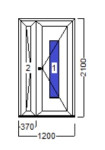 PVC ULAZNA VRATA - 120x210 - DECCO 70mm - DVOKRILNA