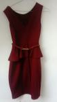 Crvena bordo peplum uska haljina 36