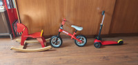 Dječji bicikl guralica, drveni konjić, romobil