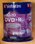 100 komada Verbatim DVD R+ (4.7gb/120min/1x-16x) NOVO! 225kn!!