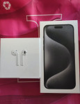 IPHONE 15 PRO MAX 256GB BLACK TITANIUM , AIRPODS 2 GEN. NOVO