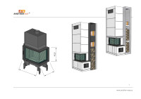 Kamin + kutno ložište 63x40x42 + obloga od termobetona