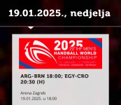 Prodajem 2 ulaznice za Nedjelju 19.1.25. - HRV : EGY - Arena Zagreb