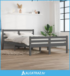 Okvir za krevet od masivnog drva sivi 135x 190 cm 4FT6 bračni - NOVO