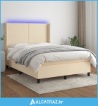 Krevet box spring s madracem LED krem 140x190 cm od tkanine - NOVO