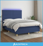 Krevet box spring s madracem LED plavi 140x190 cm od tkanine - NOVO