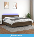 Krevet box spring s madracem LED tamnosmeđi 160x200 cm tkanina - NOVO