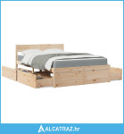 Krevet s ladicama i madracem 120 x 200 cm od masivne borovine - NOVO