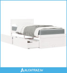 Krevet s ladicama i madracem bijeli 90 x 190 cm od borovine - NOVO