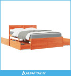 Krevet s ladicama i madracem voštano smeđi 120x190 cm borovina - NOVO