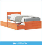 Krevet s ladicama i madracem voštano smeđi 90x190 cm borovina - NOVO